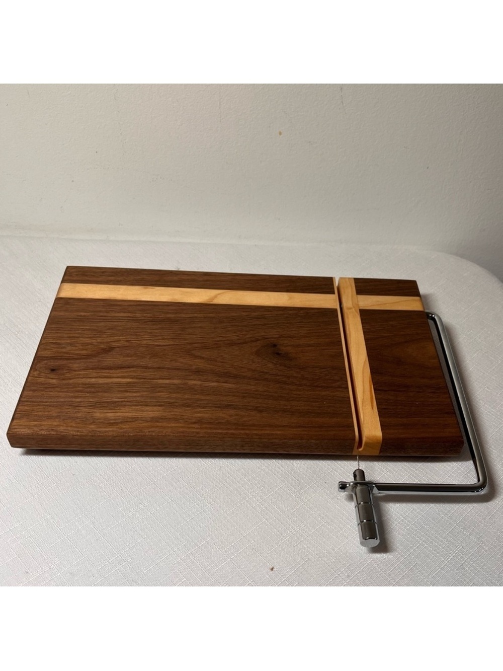 JMS Woodworking Wooden Cheese Cutting Board with Brown and Tan wood. New.